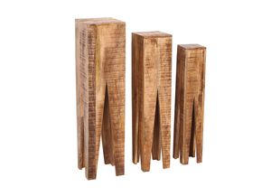 Möbilia Blumenhocker 3er-Set | aus Mango-Holz | B 25 x T 25 x H 100 cm | natur | 22020005 | Serie BLUMENHOCKER