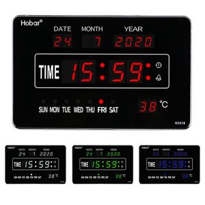 LED Digital Wanduhr mit Datum Digitalt Uhr Temperatur Kalender Wohnzimmer Büro