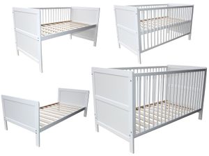 Kinderbett 3in1 Kinderbett / Beistellbett / Juniorbett 140x70cm weiß
