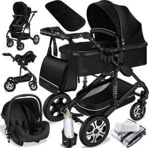 KESSER® Loops 3 in 1 Kinderwagen Kombikinderwagen Komplettset incl. Babywanne & Buggy Sportsitz & Auto-Babyschale - Voll-Gummireifen - Wickeltasche/Regenschutz/Kindertisch Set KESSER® Loops 3 in 1 Kinderwagen Kombikinderwagen Komplettset incl. Babywanne & Buggy Sportsitz & Auto-Babyschale - Voll-Gummireifen - Wickeltasche/Regenschutz/Kindertisch Set