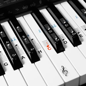 kwmobile Klavier Keyboard Noten Aufkleber - für 49 61 76 88 Tasten Instrumente - Vinyl Piano Sticker für weiße und schwarze Tasten - mit Anleitung