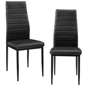 [sk.casa]® Sada 2 čiernych jedálenských stoličiek s vysokým operadlom čalúnené stoličky z umelej kože
