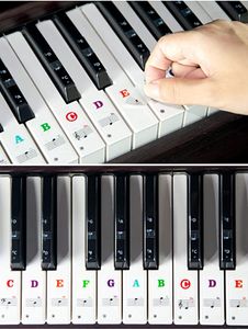 Nálepky na klávesy klavíra pre začiatočníkov, odnímateľné nálepky na klaviatúru klavíra na učenie, 88 klávesov v plnej veľkosti, vyrobené zo silikónu, , opakovane použiteľné,