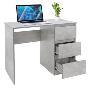 ML-Design Schreibtisch mit 3 Schubladen, 90x76x50 cm, Grau, aus Pressspan