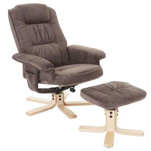 Relaxsessel M56, Fernsehsessel TV-Sessel mit Hocker, Stoff/Textil, FSC®-zertifiziert  Wildlederimitat braun