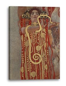 Leinwandbild (80x120cm): Gustav Klimt - Hygieia, echter Holz-Keilrahmen inkl. Aufhänger, handgefertigt in Deutschland