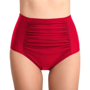Damen Hoch Taillierte Bikini-Tankini-Hose Badehose Baden Badeshorts,Farbe:Rot,Größe:XL