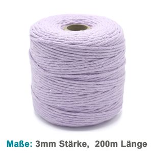 Vershy Makramee Garn - 200m (Stärke: 3mm) - 100% Natürliches, gezwirntes Baumwolle Garn lila