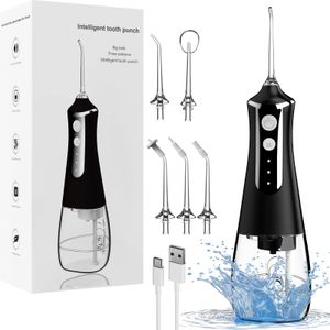 Bezdrátový elektrický čistič zubů Oral Irrigator, vodotěsný IPX6, vodní nit 3 režimy a 5 trysek, dobíjecí typ C