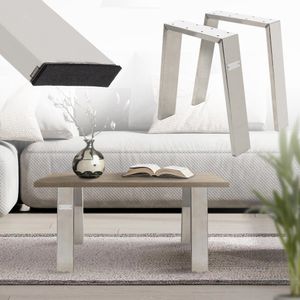 ML-Design 2er Set Tischbeine / Bankkufen Loft, 44x42 cm, Silber, Profil 8x2cm, Stahl, Industriedesign, U-Form, Metall Tischgestell scandic