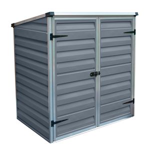 Palram-Canopia Metall Gerätebox, Mülltonnenbox "Voyager"  mit Doppel-Flügeltür, 90 x 139 x 146 cm grau