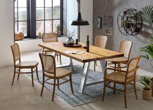 Esstisch mit Baumkante wie gewachsen Esszimmermöbel Küchentisch Baumkantentisch mit Agestell Eisen Art.2216 760x1000x2000