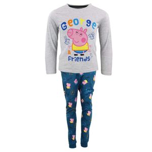 Peppa Wutz Pig George Kinder Jungen Schlafanzug Pyjama – Hellgrau / 116