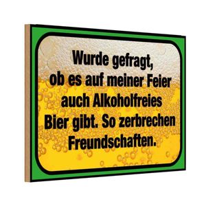 vianmo Holzschild 20x30 cm Essen Trinken alkoholfreies Bier zerbricht