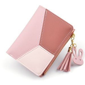 Damen Geldbeutel 3-Color in Rosa, Geldbörse, Brieftasche, Portemonnaie, Portmonee mit Reißverschluss
