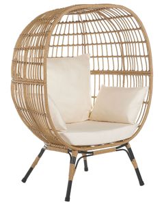 BELIANI Gartensessel Natürlich / Beige aus Polyrattan inkl. Sitzkissen in Cremeweiß Terasse-/ Gartenzubehör Modernes Design