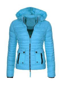 Damen Daunenjacken mit Taschen Trenchcoats Mantel Lässig Warm Jacke Winterjacke Hellblau,Größe L