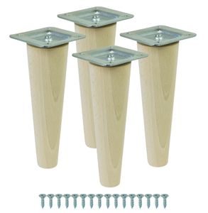 Möbelfüße 15 cm Höhe Holzfüße gerade aus Buche Holzmöbelfüße Tischbeine Möbelbeine Holz Schrank Beine Kegel 4 Stück