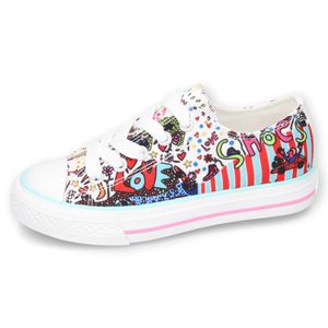 DOCKERS by Gerli Canvas Damen / Kinder Sneaker Low Top Schuhe X-Art Limitiert, Farbe:Weiß (Weiss / Multi), Größe:EUR 33