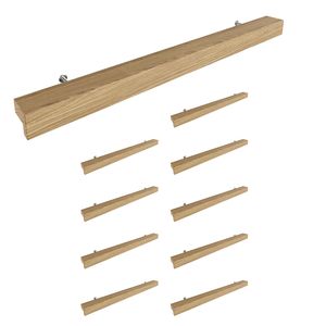 Sossai Holz Möbelgriffe aus Eiche | GAH01 | Lochabstand 224mm, Länge 304mm, 10 Stück