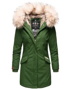 Navahoo Premium Damen Winterjacke Parka Mantel Jacke Kunstfell Gefüttert Kapuze Cristal Grün Gr. 44 - XXL