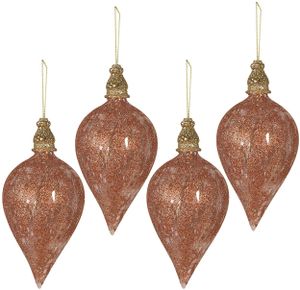 Clayre & Eef Weihnachtskugel 4er Set Ø 8 cm Rosa Glas