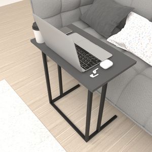 Laptoptisch Högsby Beistelltisch in C-Form Coffeetisch mit Metallgestell Sofatisch für Wohnzimmer Schlafzimmer Betttisch Anthrazit