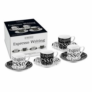 Könitz Espressotassen 4er Set Writing, Becher, Porzellan, Schwarz, Weiß, 85 ml, 11 5 053 2804