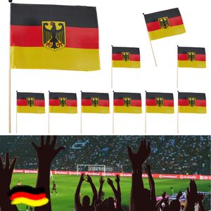 Stabfahne Deutschland 10er Set mit Adler und Stab 30x45cm Flagge Fahne Schwarz/Rot/Gold Fanartikel Fussball