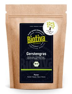 Biotiva Gerstengras Pulver 500g aus biologischem Anbau