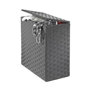 Kobolo Wäschesammler Wäschesortierer - Nylon - weiß schwarz - 125L - 2 Fächer - Aufbewahrungskorb Sortierer Wäschesack Laundry bin basket Home Room
