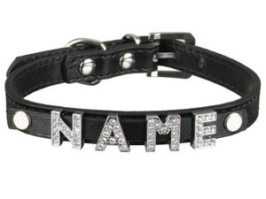 scarlet pet | Hundehalsband »My-Name« inkl. 5 Strass-Buchstaben; mit Namen ihres Hundes personalisierbar; zusätzliche Buchstaben bestellbar, Größe:(M) 38 cm, Farbe:Schwarz