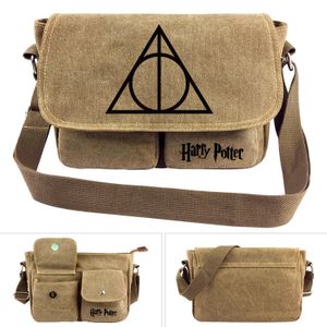 Harry Potter Hogwarts Muster Umhängetasche Herren Damen Vintagem Segeltuch Einfach Schultertasche Tasche Anime Karikatur Kuriertasche Retro Messenger Bag Muster02