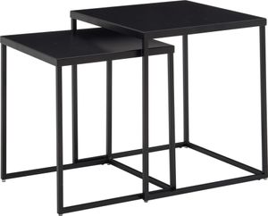 WOHNLING Beistelltisch Metall Satztisch 2 teilig Couchtisch Tisch Set Schwarz