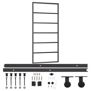 vidaXL Drzwi przesuwne z okuciem ESG szkło & aluminium 90x205 cm