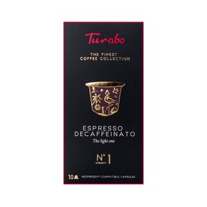 Kávové kapsuly, TURABO, Espresso bez kofeínu, 10 kapsúl kompatibilných s Nespresso, 54 g