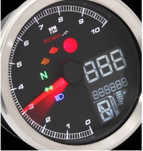 KOSO Digitales Multifunktions-Cockpit, TNT-04 Drehzahlmesser /Tachometer mit schwarzem Ring