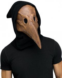 Braune Vintage Pestdoktor Maske mit Kapuze