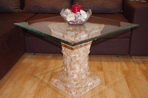 Antik Couchtisch Beistelltisch Wohnzimmertisch Glastisch Blumenständer 60cmx60cm