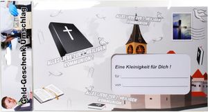 1 RIESENUMSCHLAG 18 x 30 cm PAPPE ZUR KOMMUNION GELDGESCHENKE