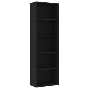 vidaXL Bücherregal 5 Fächer Schwarz 60x30x189 cm Holzwerkstoff