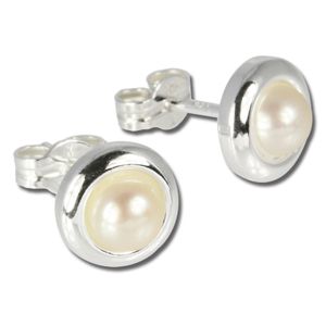 SilberDream Ohrstecker für Damen 925 Silber weiß Perle Ohrringe 8mm SDO500