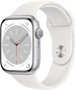 Apple Watch Series8 45 mm strieborné hliníkové puzdro/biely športový remienok EU MP6N3CS/A  Apple