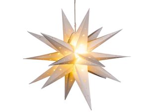 LED Weihnachtsstern Dekostern Leuchtstern Adventsstern Stern Fensterdekoration, Farbe:Weiss