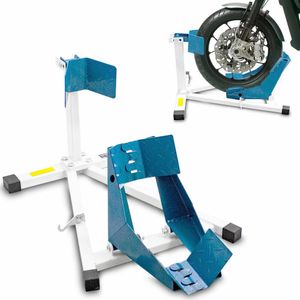 Bituxx Motorradwippe Motorrad Radwippe Montageständer vorne Motorradständer Transportständer Vorderrad  Weiss / Blau, MS-17066