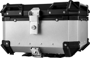 Top Case 65L Motorradkoffer aus Aluminiumlegierung, wasserdicht stoßdämpfend, Doppelverriegelungsdesign, mit 2 Schlüsseln, eflektierender Aufkleber