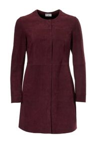 RICK CARDONA Damen Designer-Ziegenveloursledermantel, bordeaux, Größe:42