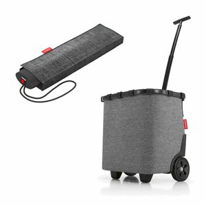 reisenthel carrycruiser rám s vreckom na dáždnik mini Set, nákupný vozík, dáždnik, Twist Silver, 40 l, 2 ks.