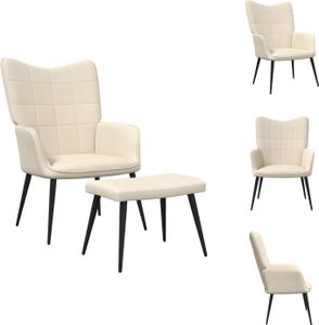 vidaXL Fotel Relax z taboretem w kolorze kremowym - Fotel