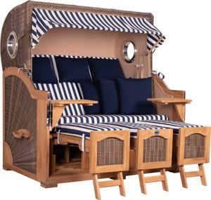 Strandkorb Düne Grande XXL Bullauge Teak PE grey Dessin 518